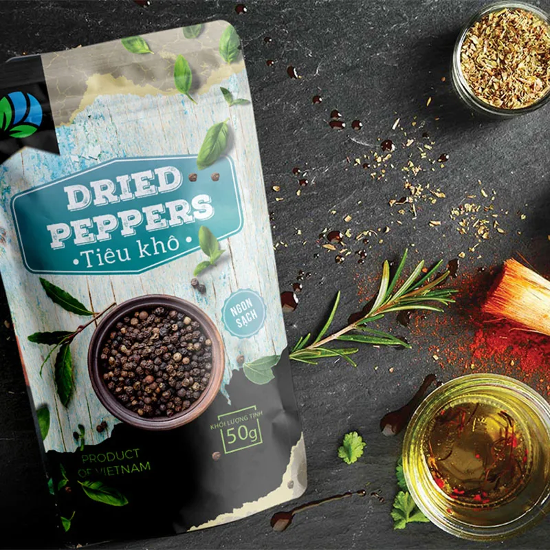 Spice plastic packaging for coconut sugar custom print flexible pouch food package plastic ziplock pouch bag