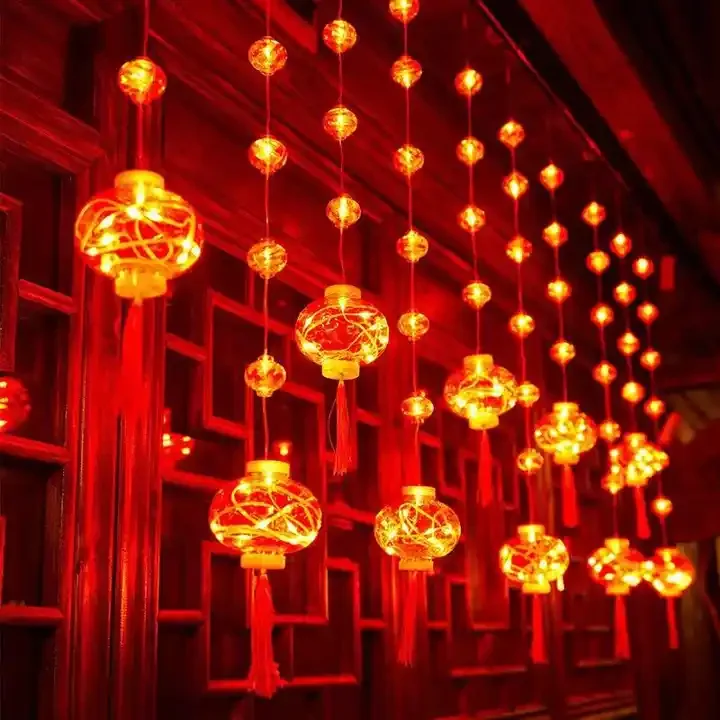 Chinese New Year LED Light Strings New Year Lantern LED String Light Red Light LED Lamp for Chinese New Year Decoration