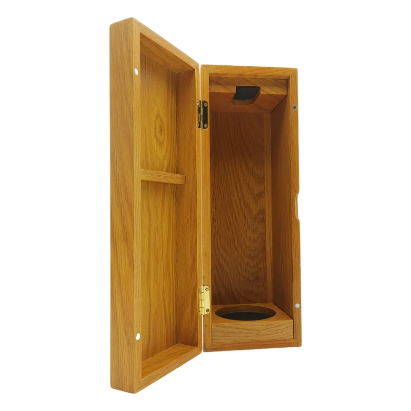 Customized Luxury Whiskey Wood Box 1 Whiskey Bottle Wine Box with Hinged Lid