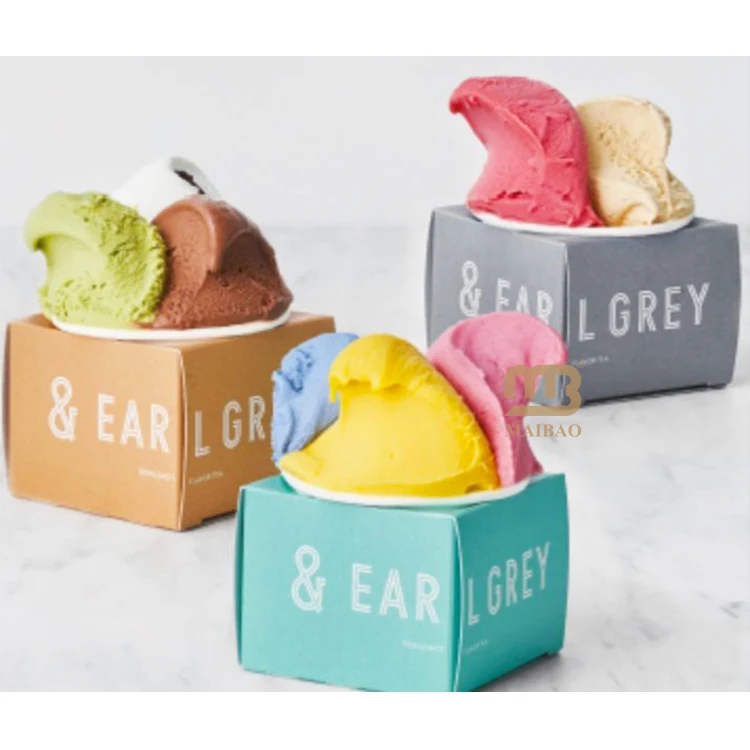 Custom printed frozen yogurt packaging cup disposable frozen food box packaging fruits yogurt cup milk ice cream take away box