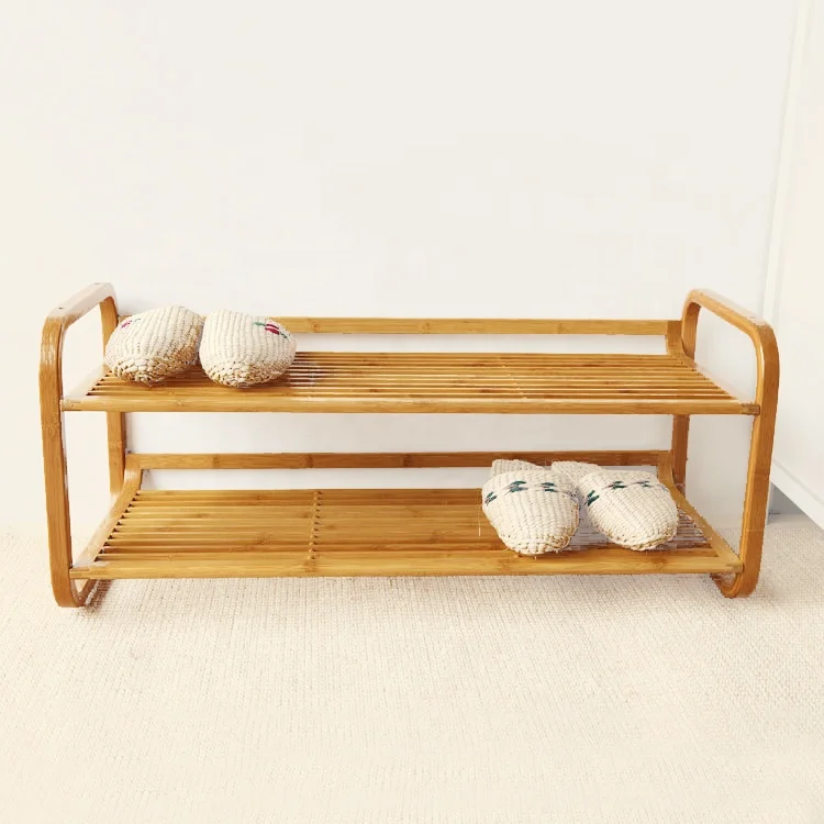 Hot Sale 2 layer Stackable Bamboo Shoe Rack Storage Rack For Home BSCI Factory