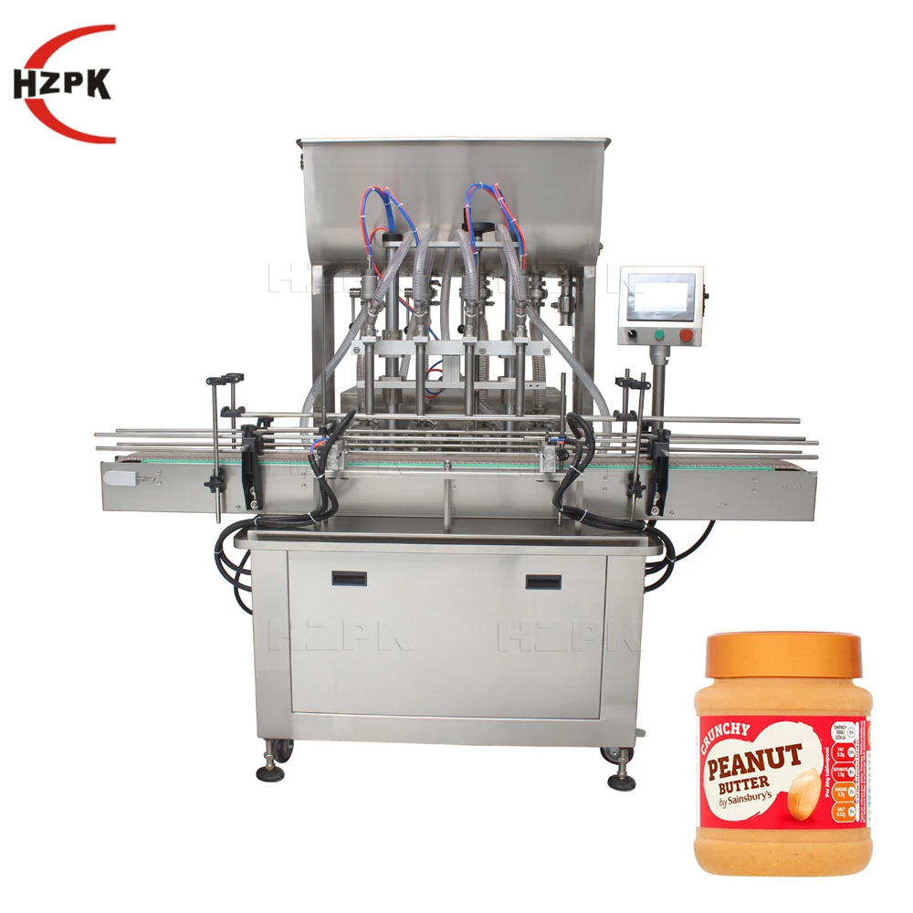 HZPK automatic 5 gallon water viscous liquid bottle paste honey jar 4 head rotor pump filling machine manufacturer