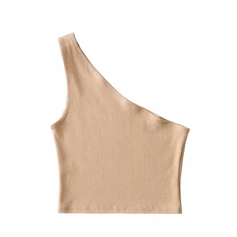  2021 cheap price tight Inclined shoulder women top vest condole belt