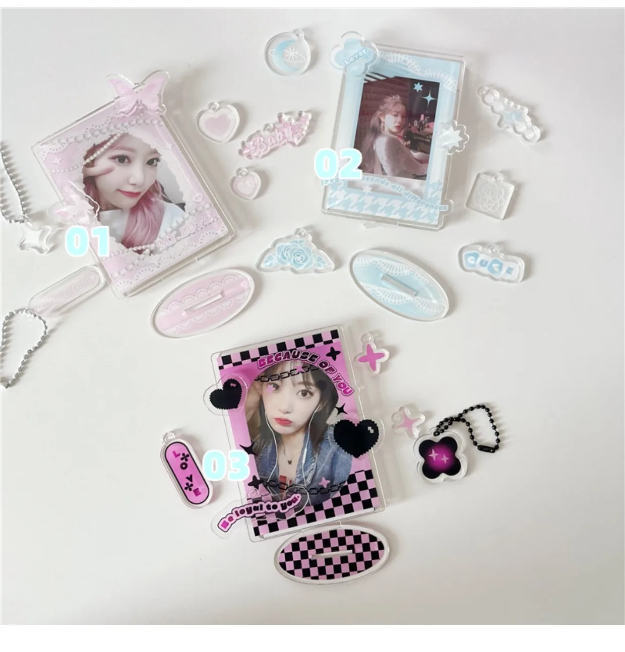 Acrylic Custom Stray Kids Plush Car Card Holder Photo Coaster Set With Holder