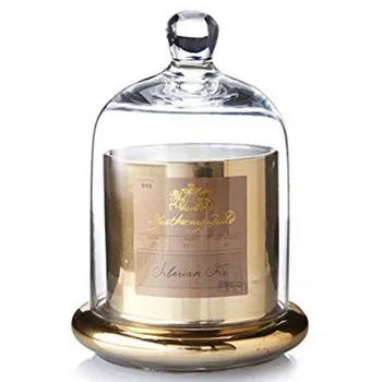 Glass Cloche bell candle jars golden silver blue black custom color display dome with glass base
