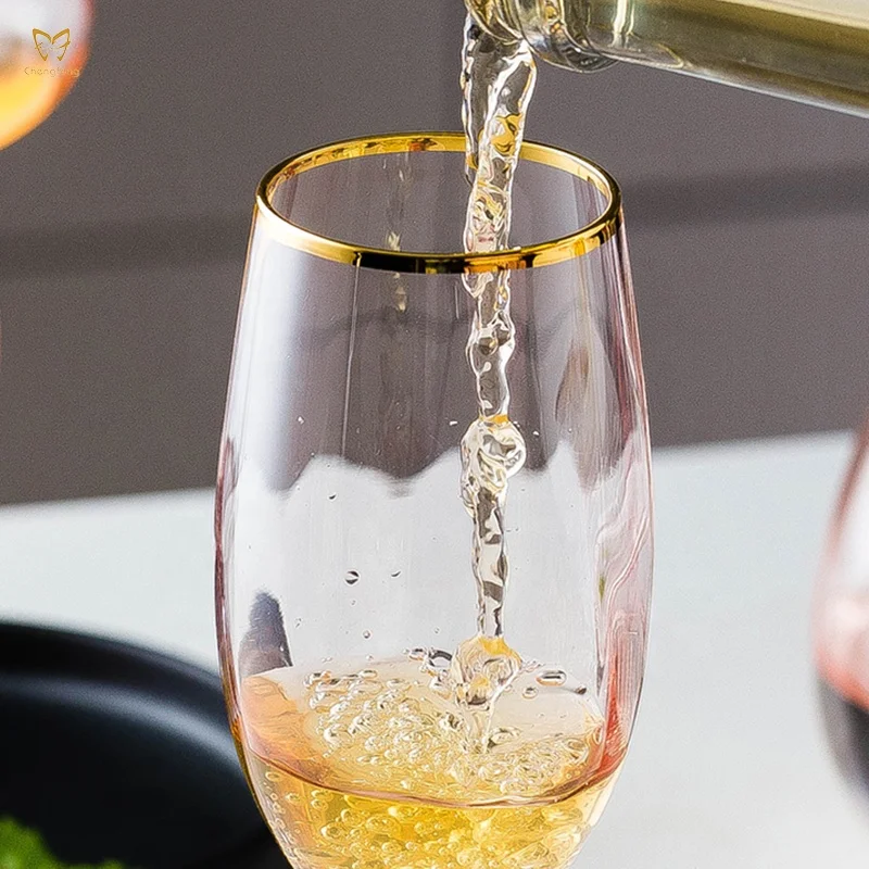 Luxury Wedding Glass Cup Set Colored Pink & Gilded Rim Coupe Glass, Champagne, Martini & Cocktail, Dessert & Drinking Glasses