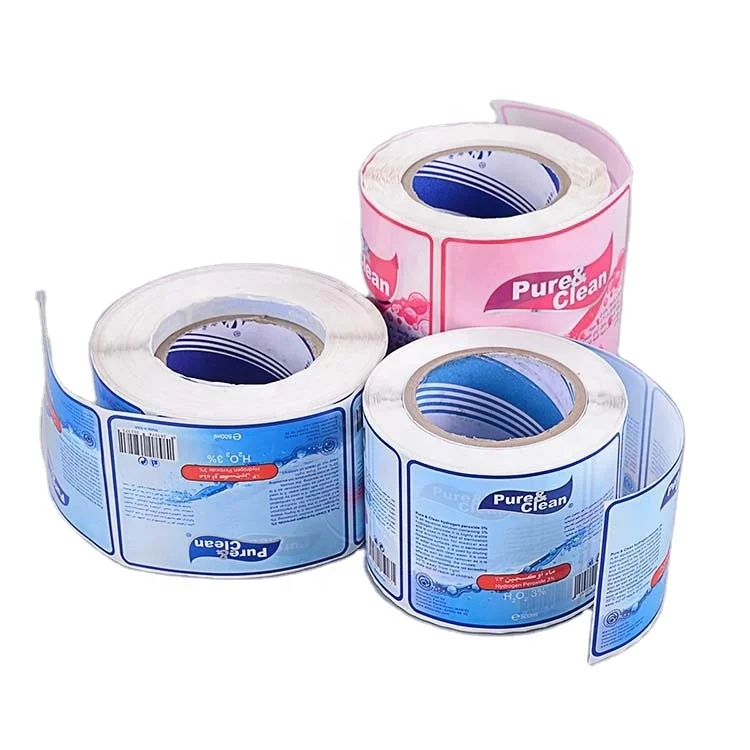 Customized high quality glossy lamination waterproof transparent PET cosmetic plastic sticker with white backing