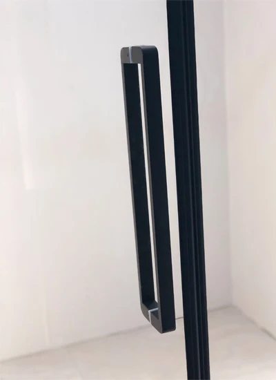 
Elegant pentagon glass fold shower enclosure pivot shower door matte black 