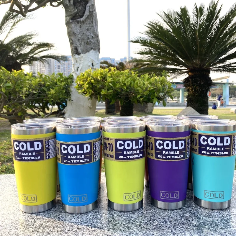 Stainless Steel Double Insulated Water Tumbler 20oz Ice Bully Cups Coffee Beer Insulated Cold Car Cups