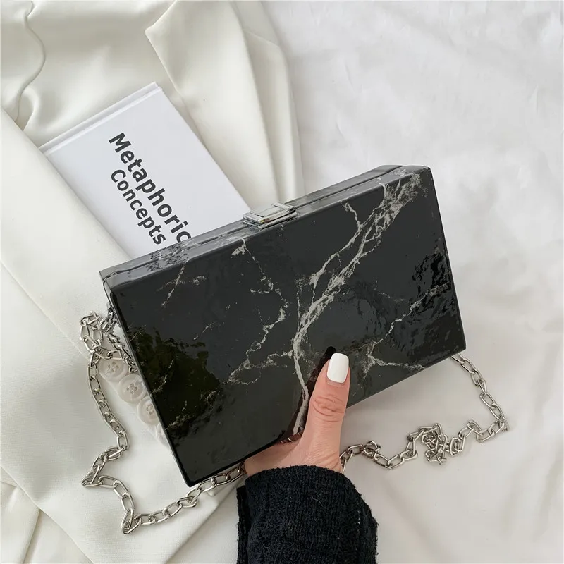 New Arrival Ladies Acrylic Box Purse Women Shoulder Crossbody Chain Evening Bag
