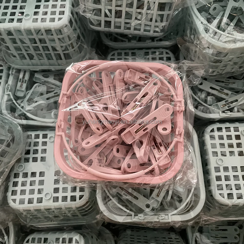 Cheap 30piece Plastic Clothespins Clothes Pegs Quilt Towel Clothes Pins 30pcs Hanger Windproof Clips With Basket