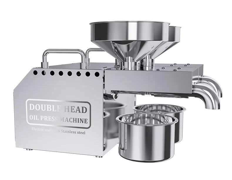 Double Heads 12kg/h Cold Press Sunflower Seeds Oil Extraction Machine Screw Oil Mill Olive Oil Pressing Machine For Sale