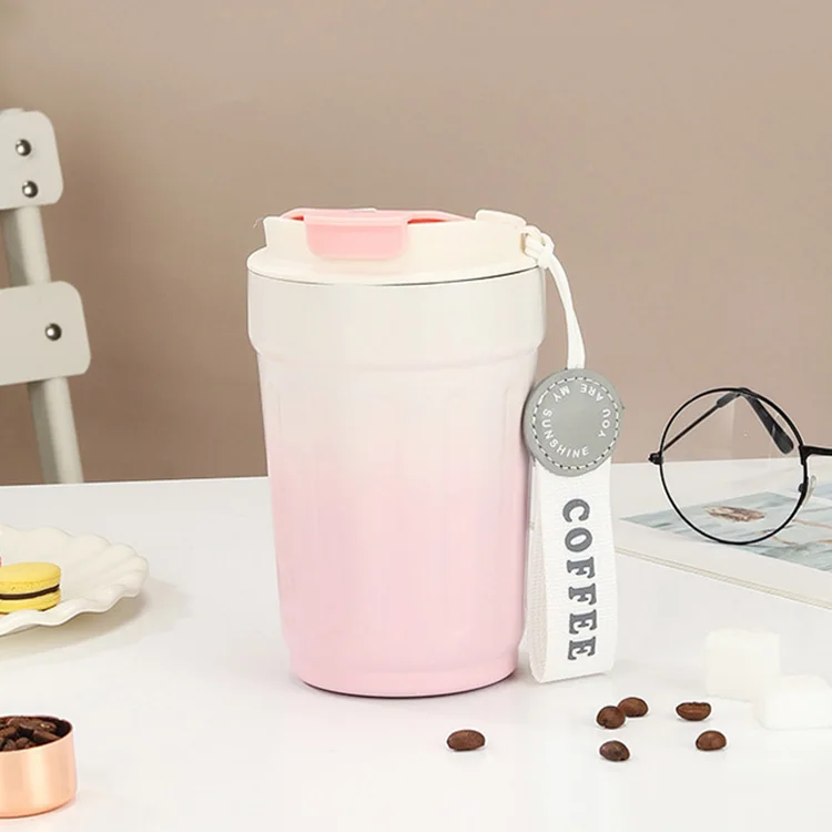 New 316 Stainless Steel Insulation Coffee Cup Striped Gradient Color Student Portable Water Cup Wholesale