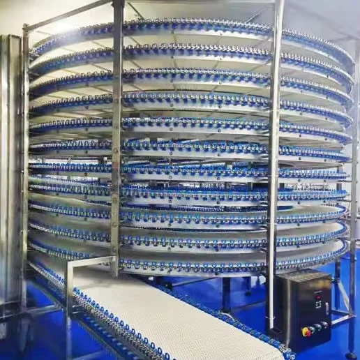 Multi-layer cooling and drying spiral tower dessert bread cake stainless steel mesh belt spiral tower conveyor machine