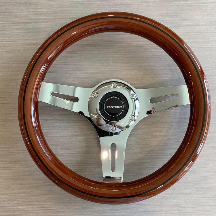 TIYPEOR 290mm 12 inch mini wooden go kart retro modified car steering wheel