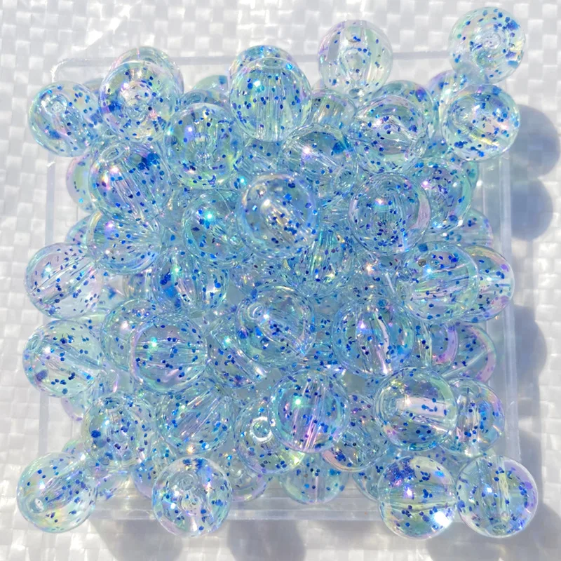 Retail Bulk Price Plastic Acrylic Transparent Glitter Beads for Chunky Baby Bracelet Necklace Making