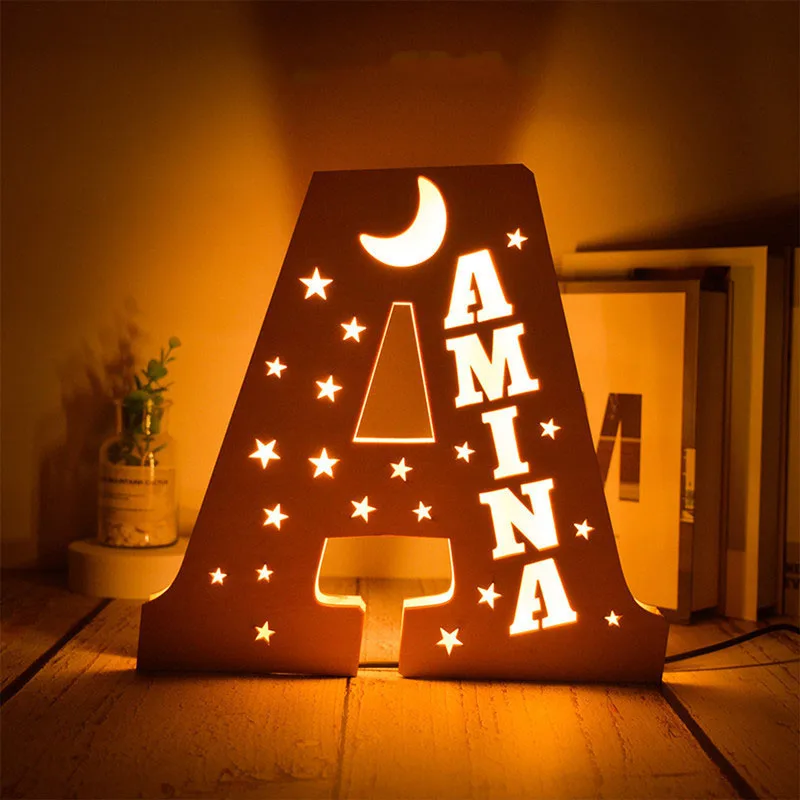 English letter lamp wooden luminous personalized night lamp living room home decoration gift
