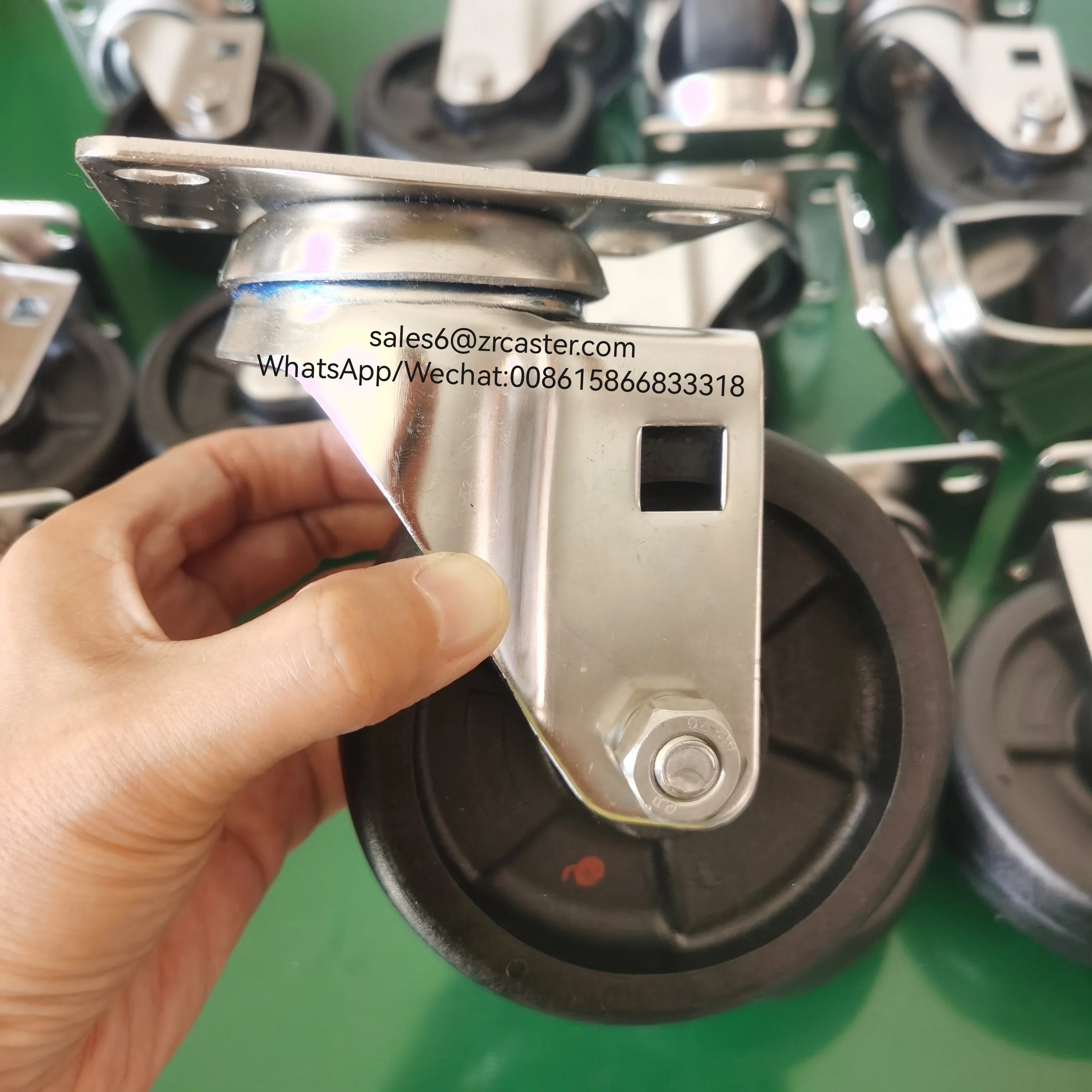 SUS304 75/100/125mm Baking Oven Trolley Castor High Temperature Stainless Steel 304 Caster Wheels Nylon Swivel Plate Castor