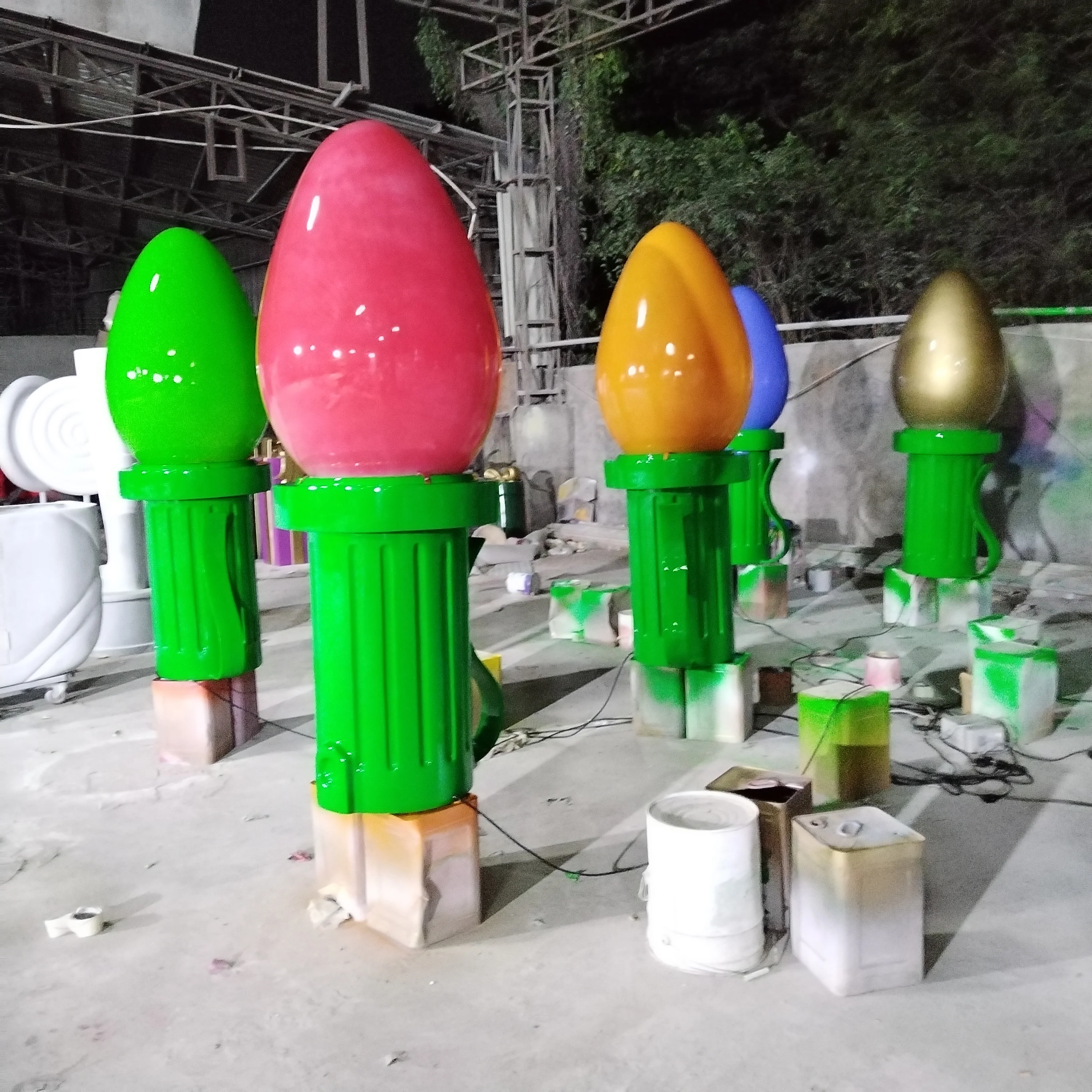 Commercial fiberglass 6ft large outdoor Christmas display Giant RGB LED C7 lights Bulb Photo Op Prop decorations