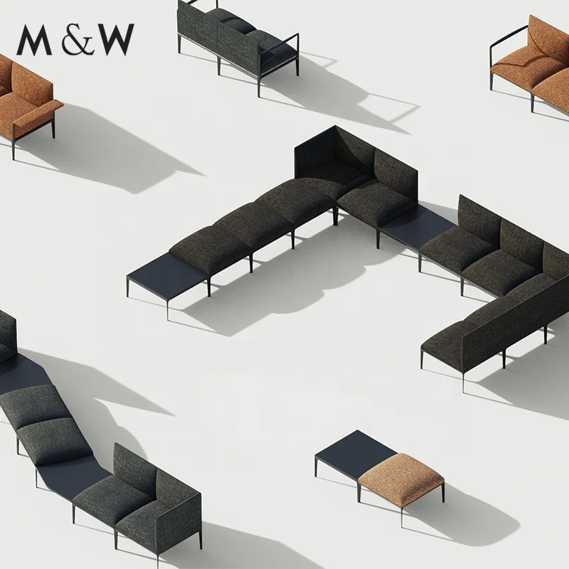 M & W оптовая продажа секционный модульный удобный набор для приема офисный диван мебель лобби отдыха