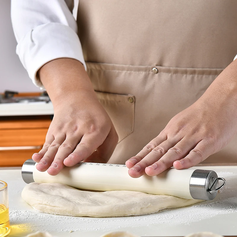 Food Grade Baking Tools Stainless Steel Wooden Silicone Rolling Pin with Measurement Scale Cartoon Pastry Cutter