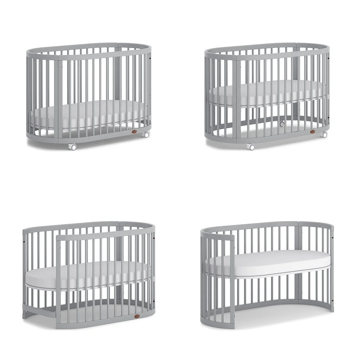 Boori 3 in 1 AUS certified Small Oval Wooden Convertible Baby Cribs
