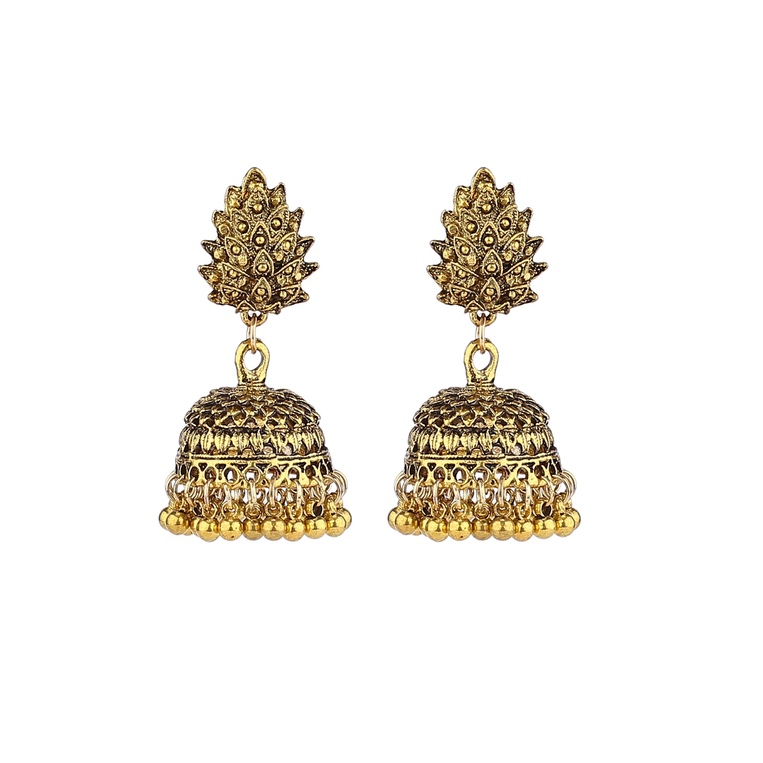 2022 Newest Fashion Gold Silver Bell Jhumka Earrings Jewelry Set Charm Indian Jhumka Earrings Custom