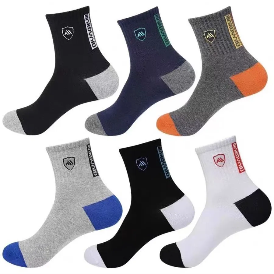 6 Pairs Box Classic Soft Business Socks Crew Bamboo Polyester Fiber Men Tube Sport Socks Set In A Box