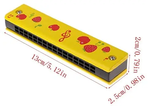 Wooden Harmonica for Children Toys Musical Instruments 16 Holes Double-Row Cartoon Painted  Woodwind Harmonica Melodica