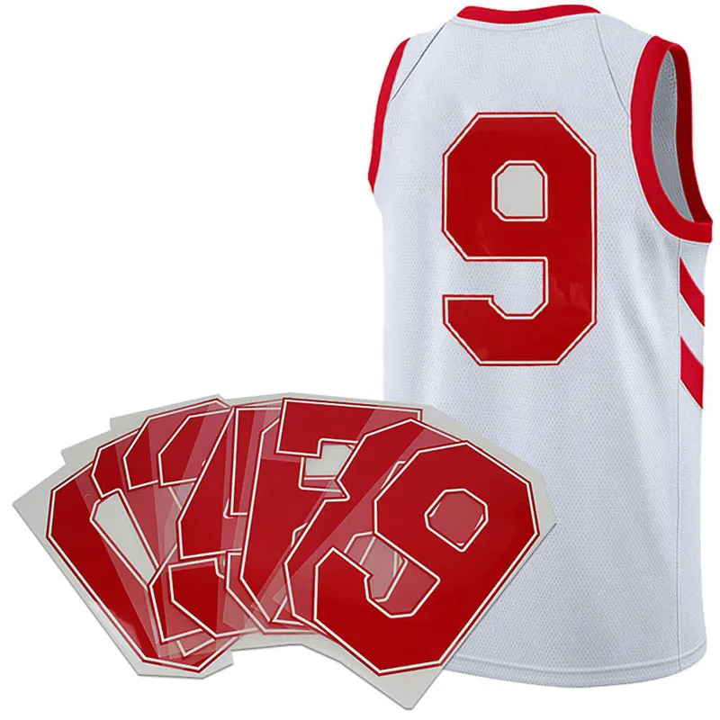Custom iron on sport soccer jersey numbers and letters heat press transfer numbers for jerseys