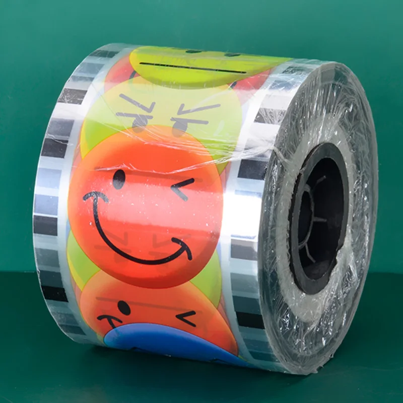 90/95 caliber printed qq pattern logo cup sealing  film milk tea plastic cup soybean milk sealing film one roll binding