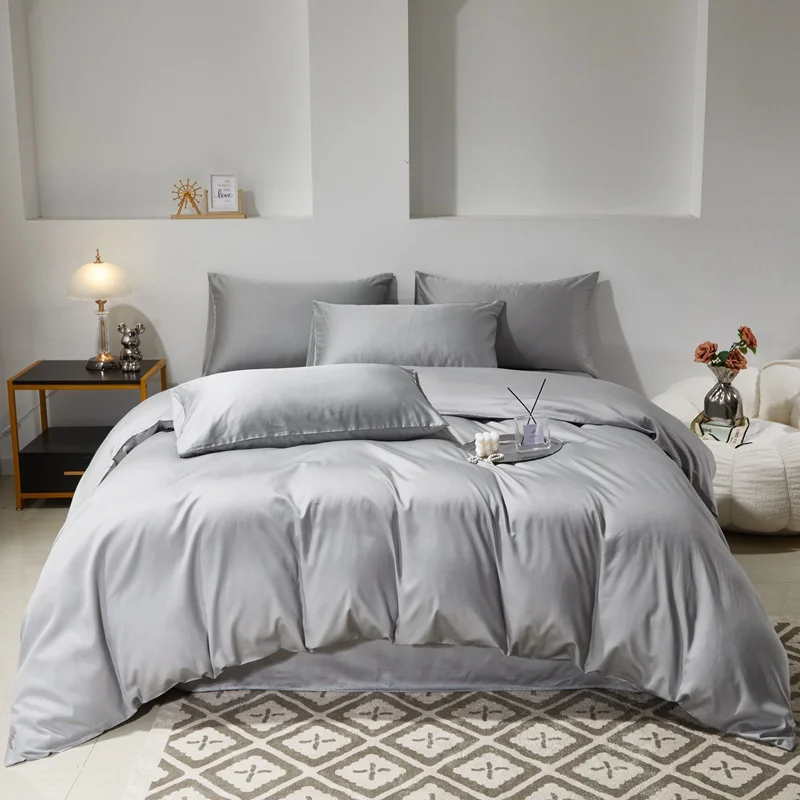 Custom Wholesale Jet Cotton 60s Twill Solid Plain Color bed linen sets