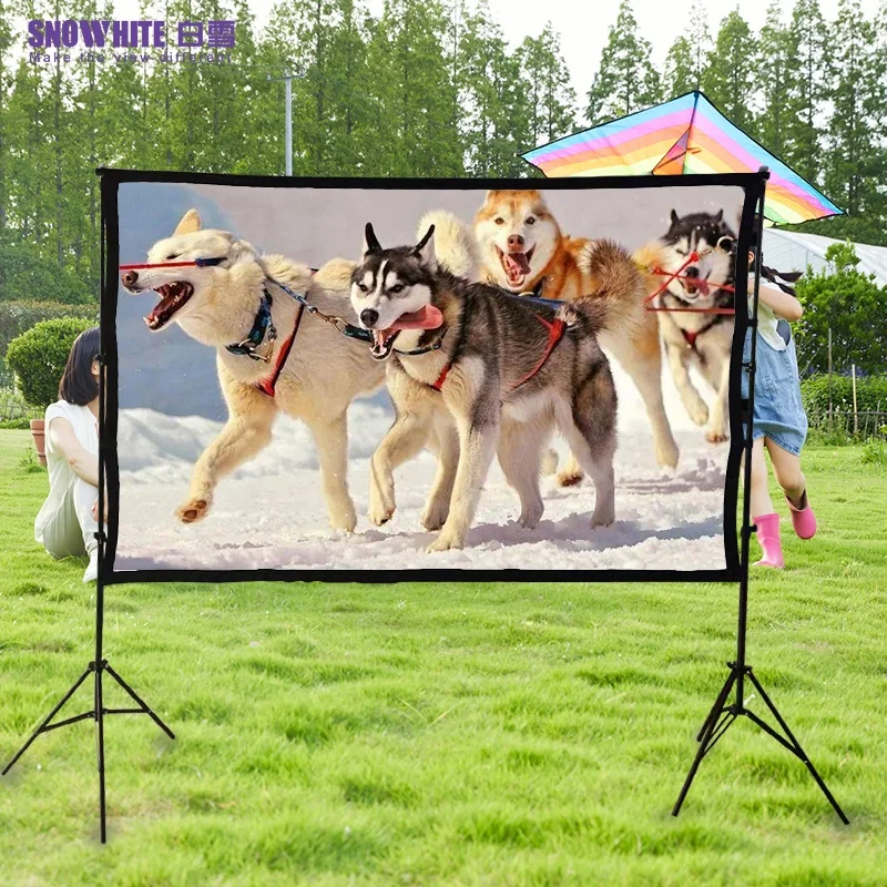 
SNOWHITE 100 inch portable simple folding screen outdoor projector and screen combo home theater projection screen factory 