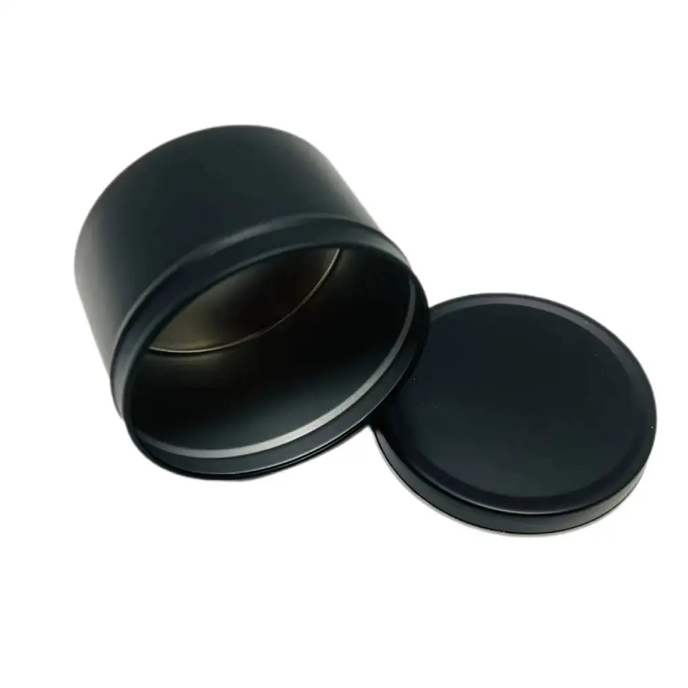 New Product Idea Empty Round Box Matte Black Metal Can Soy Candle Tin For Candle
