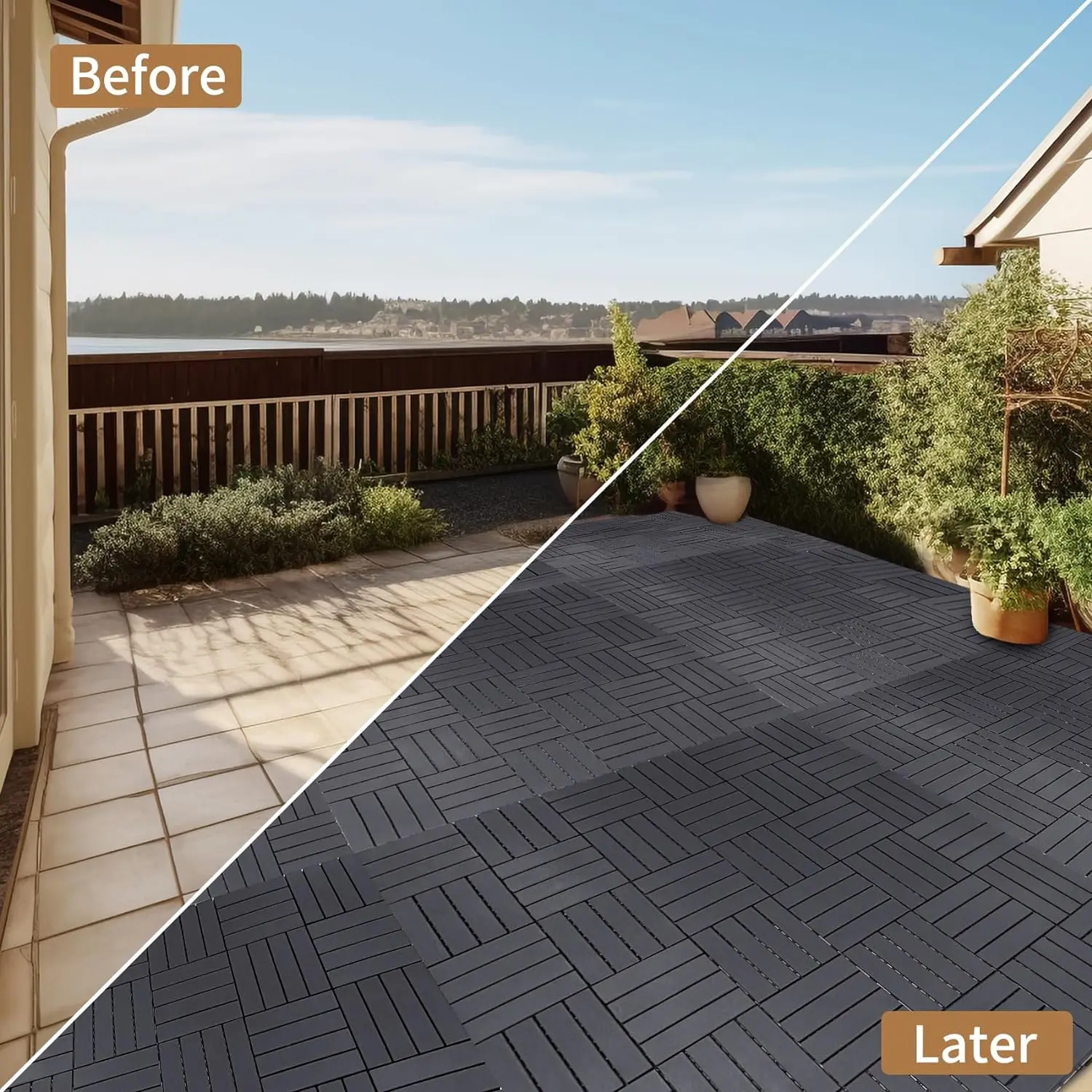 Home decor interlock bambooo flooring tiles WPC decking