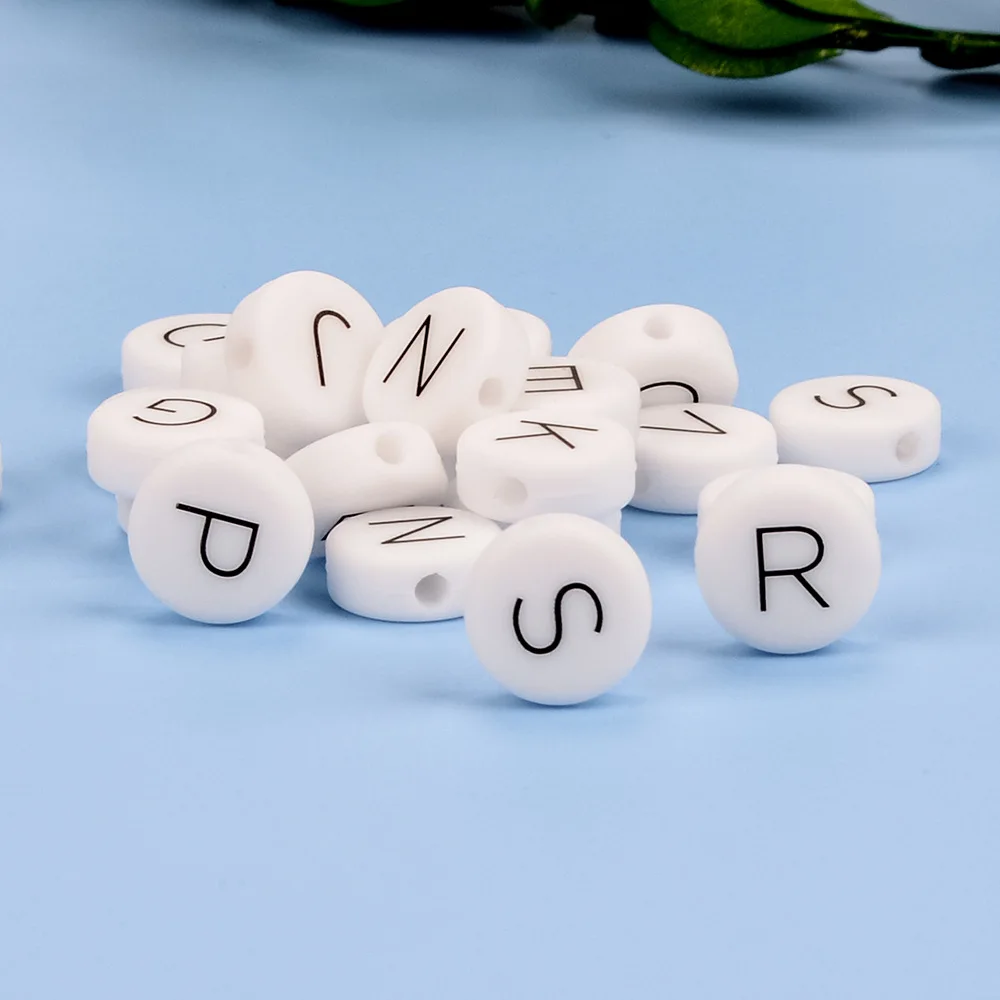 10mm 12mm Wholesale Silicone alphabet Bead Food Grade Silicone Russian English Beads for pens