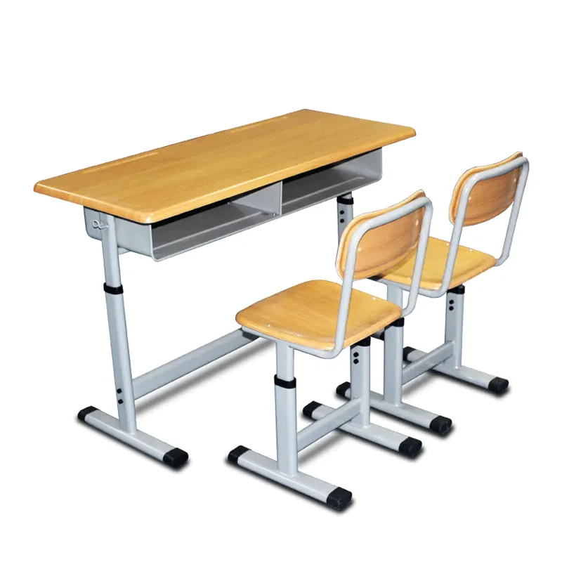 Factory Price Two Seater Wooden Modern School Furniture Double Student Desk And Chair