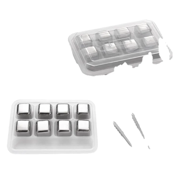 Best Stainless Steel Ice Cubes Cool Glacier Rock Neat Drink Freezer gel Wine Whiskey Stones Great Gift