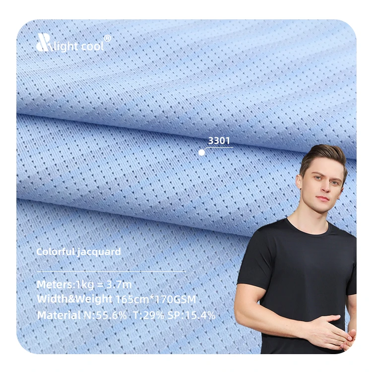 No3301 Moisture Wicking Quick Dry Sports Jersey Polyester Mesh Knit T Shirt Fabric Sportswear Sport Tops