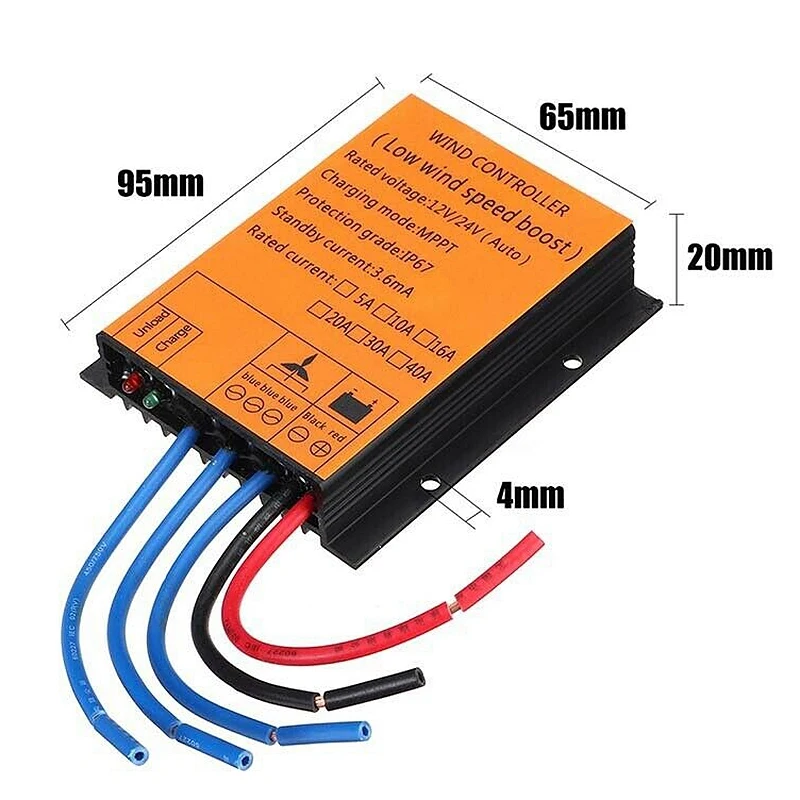 10A 20A 30A 40A Wind Turbine Charge Controller 12V 24V AUTO 48V Water Proof Regulator For 100W-1000W Small Windmill Generator
