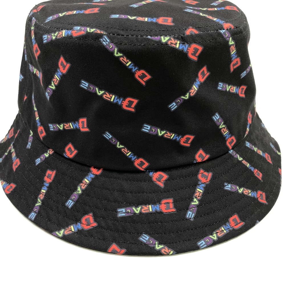 Custom bucket hats with silk printed Luxury quality all over letters nylon basin caps Popular adult leisure german football hats