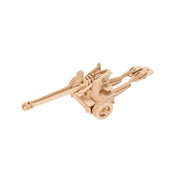 3D Wooden Puzzles Kids Game Toys wheel Cannon Anti-Aircraft Gun Cannon WW2 Soldiers Accessories Army Military Weapon