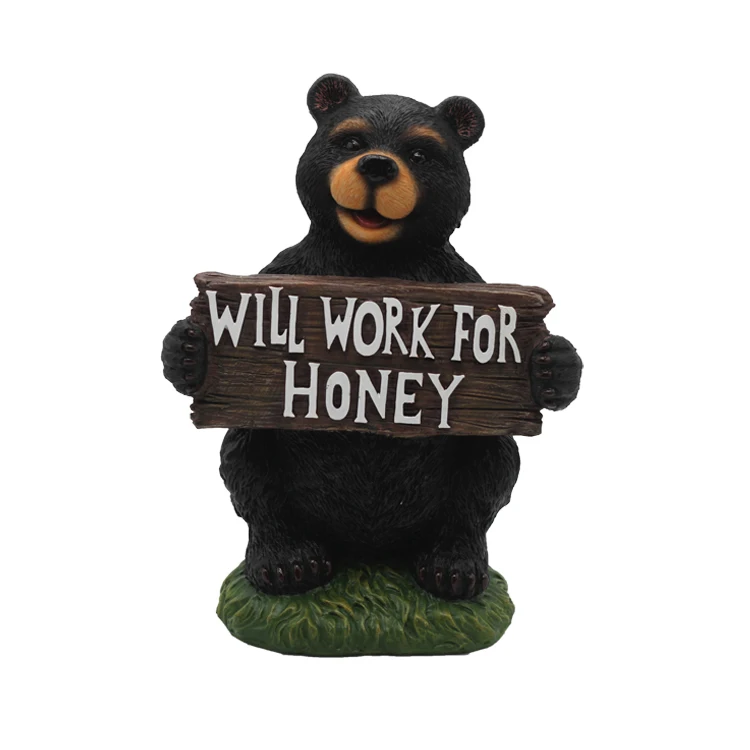Wholesale custom logo home decor resin bear figurine black bear statues