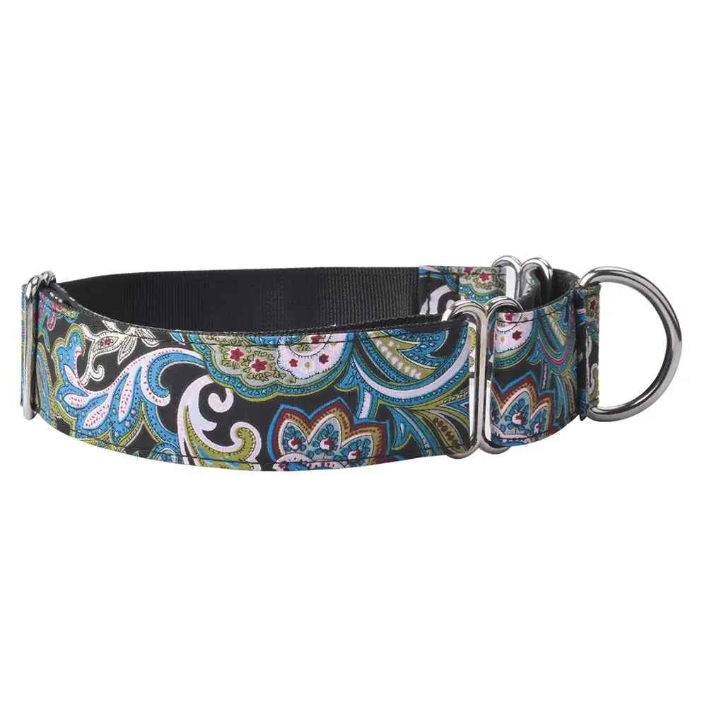 Heavy Duty Adjustable Print Pet Large Nylon Dog Training Collar Martingale Dog Collars