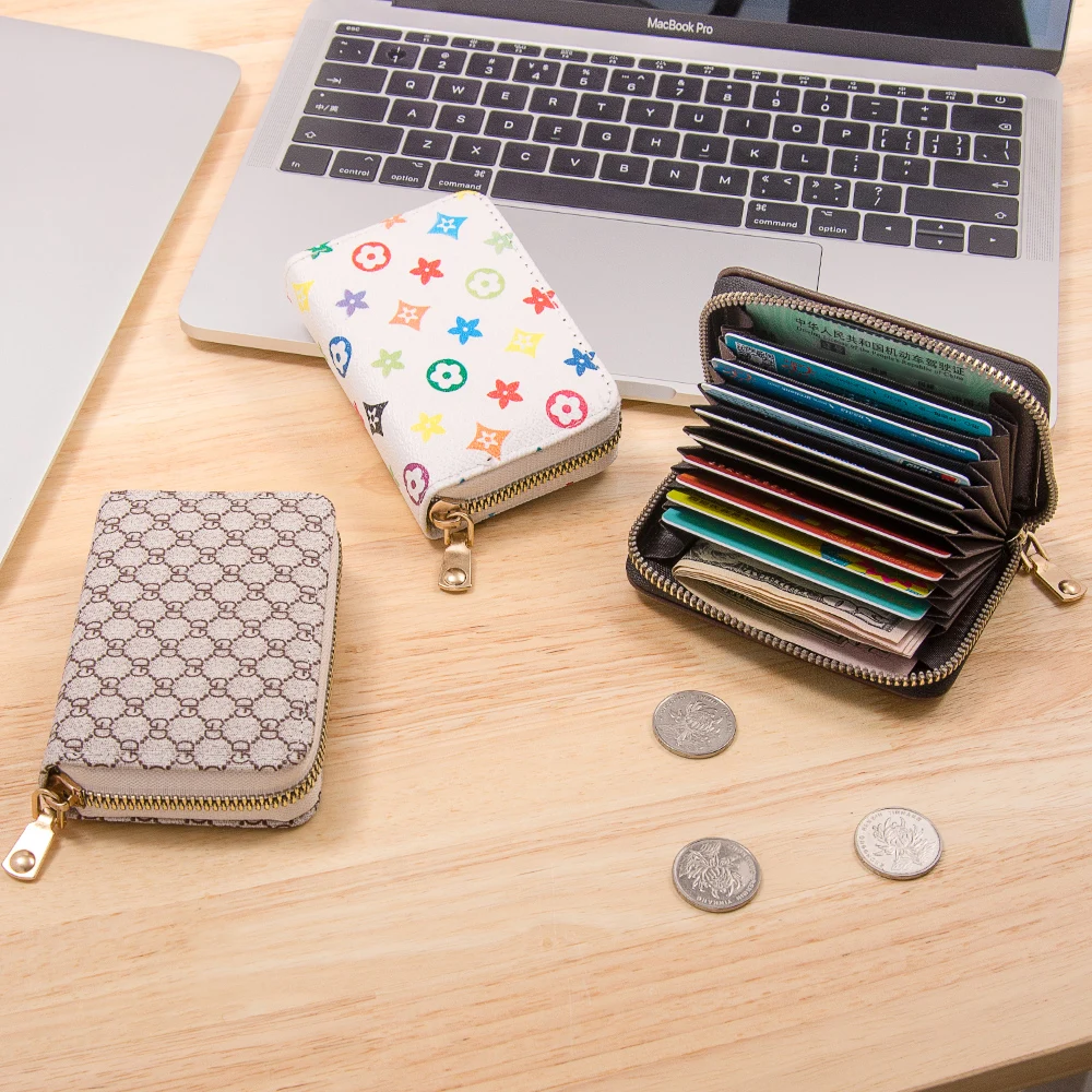 
Fashion new leather credit card holder for men and women shielding RFID zipper organ card holder hot sell 