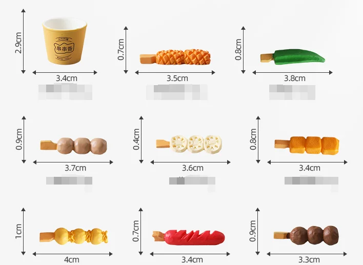 3D resin cup Squid roll okra Shrimp paste Lotus root ham meatball promotion gifts kindergarten toys mixed dollhouse accessories