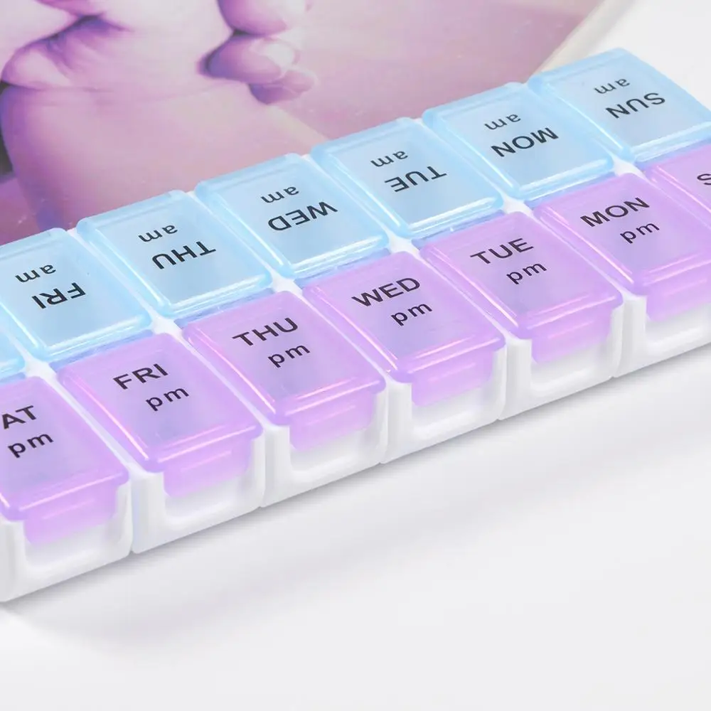 7 Days Promotional Plastic Pill Medicine Storage Box Container with 14 Cases