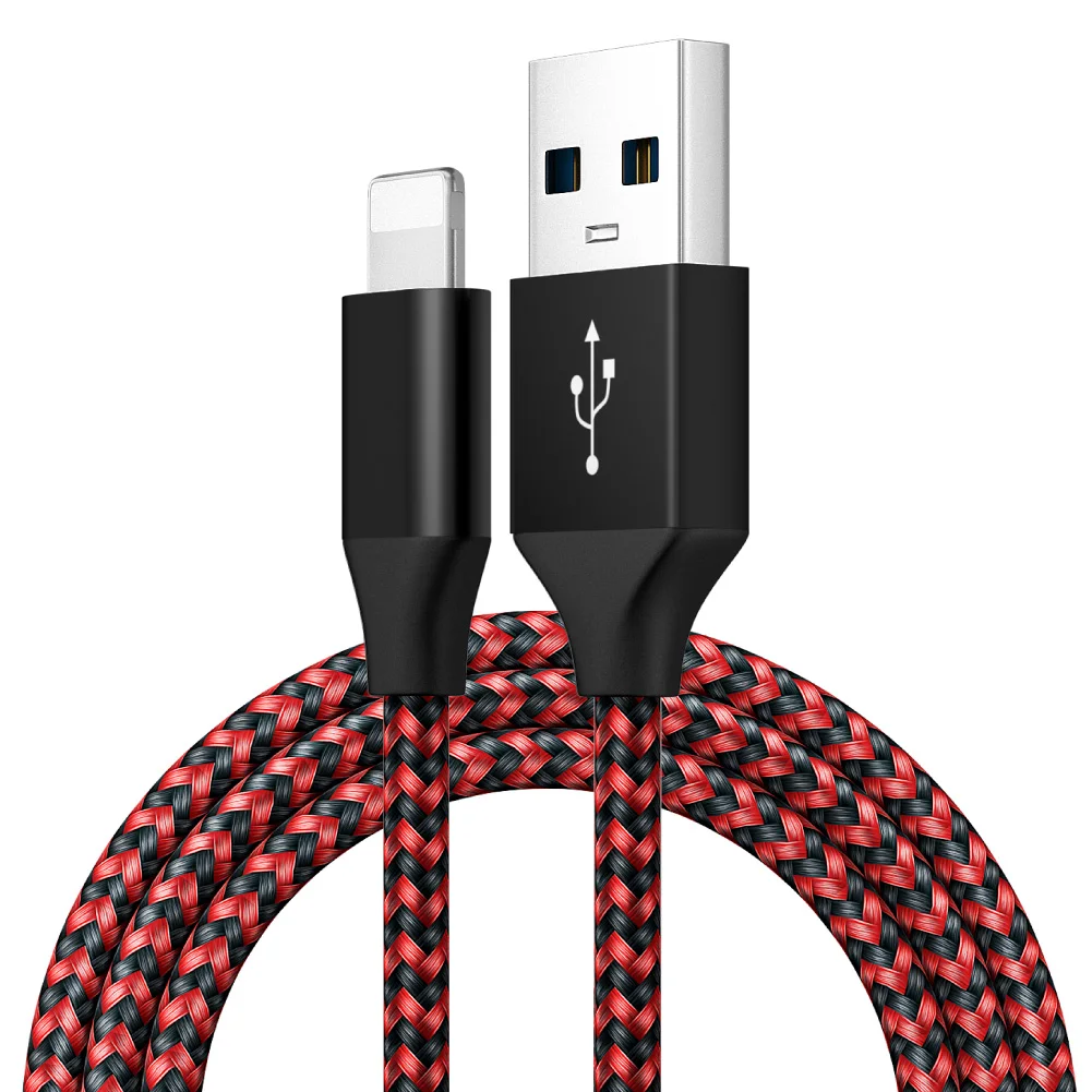 High Quality Nylon Braided Cable Data Transfer 3ft 6ft 10ft USB Data Cable for iPhone Fast Charging