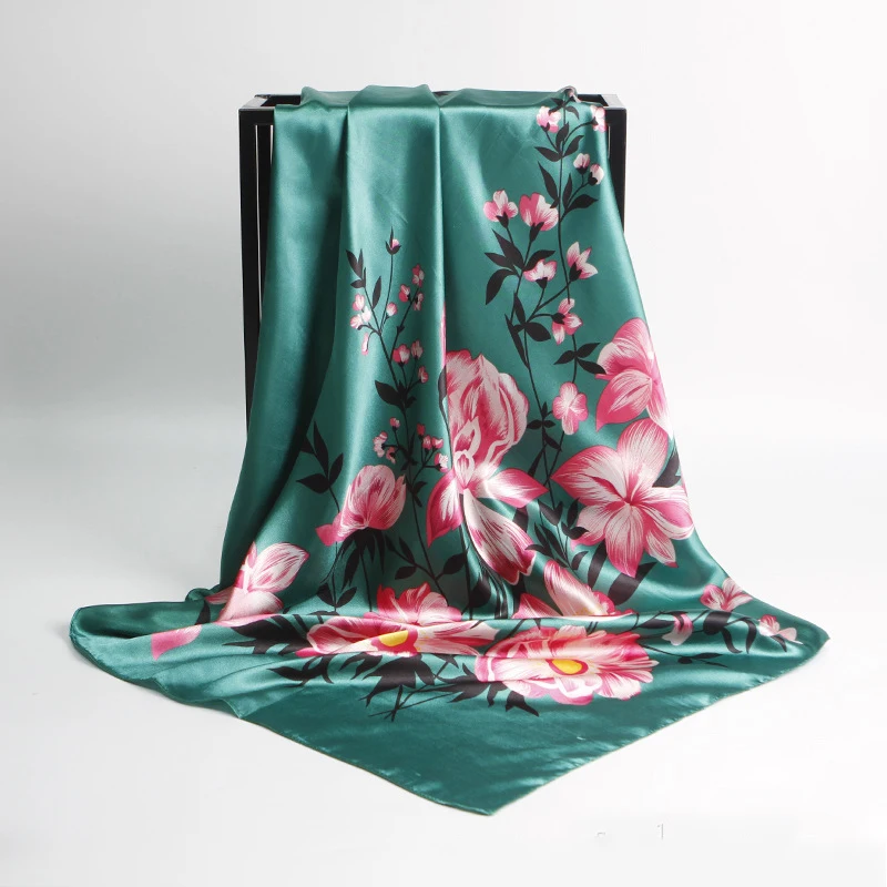 Large Satin Scarf for Women Silk Custom Printing Square Silk Scarves 130*130cm