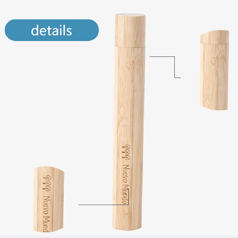 
2021 Eco organic bamboo toothbrush travel case holder set Tube Biodegradable Laser engraving logo wholesale custom OEM 